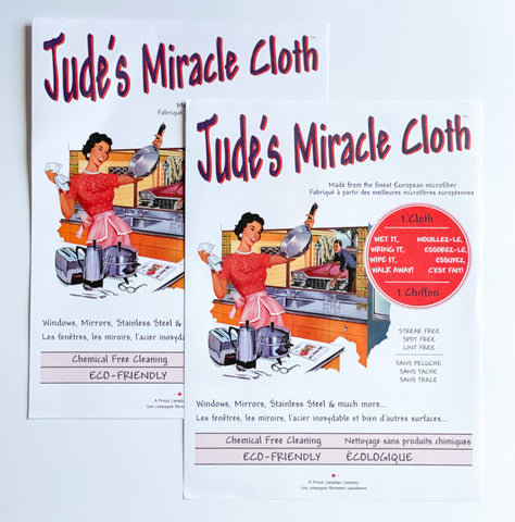 Good Solutions Jude's Miracle Cloth white 2 pack eco friendly reusable cleaning sustainable kitchen home windows canada streak free chemical free cleaning glass